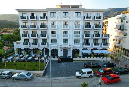 Albanien Familienreise - Albanien for family individuell - Himare - Chimaera Hotel - Außenansicht