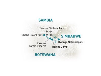 Botswana Familienreise - Botswana for family individuell - Reiseroute 2022