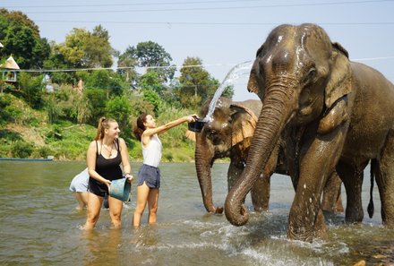 Laos und Vietnam Familienreise - Laos und Vietnam Reise mit Kindern - Mit Elefanten spielen