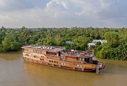 Vietnam Familienreise - Vietnam for family - Mekong Delta - Mekong Eyes - Schiff Außenansicht