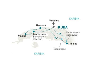 Kuba Familienreise - Kuba for family - Reisekarte 2023