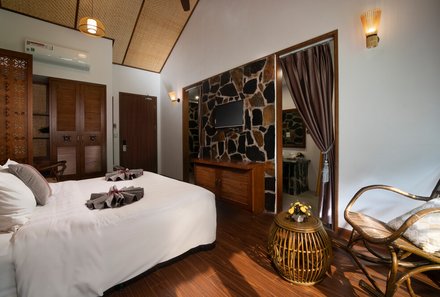 Laos & Vietnam Familienreise - Laos Reise mit Kindern - Mai Chau Mountain View Resort - Schlafzimmer