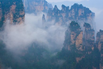 China Familienreise - China mit Jugendlichen -  Nationalpark Zhangijajie im Nebel