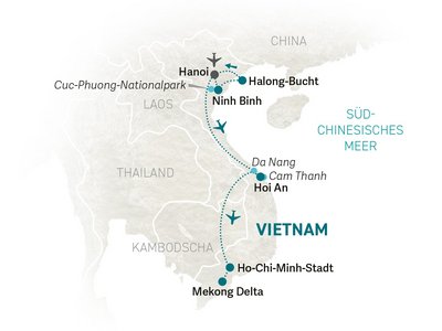 Vietnam Familienreise - Vietnam for family individuell - Reisekarte 2025
