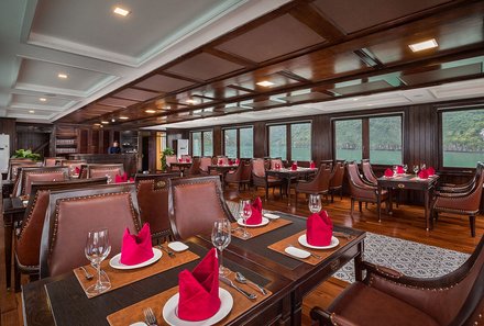 Laos & Vietnam Familienreise - Laos Reise mit Kindern - Halong Bucht Orchid Trendy Cruise - Restaurant