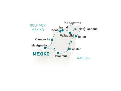 Mexiko Familienreise - Mexiko for family individuell - Reisekarte 2022