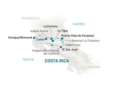 Costa Rica Familienreise - Costa Rica for family - Reiseroute 2022