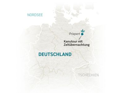 Deutschland Familienreise - Deutschland for family im Kanu - Reisekarte 2022