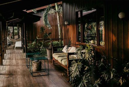 Costa Rica mit Kleinkindern - Tortuguero Nationalpark - Mawamba Lodge - Veranda