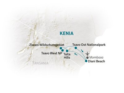 Kenia Familienreise - Kenia Family & Teens - Reisekarte 2026