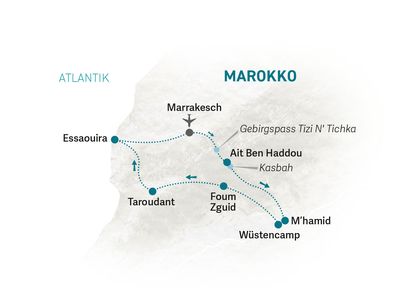Marokko Familienreise - Reisekarte Marokko for family 2022