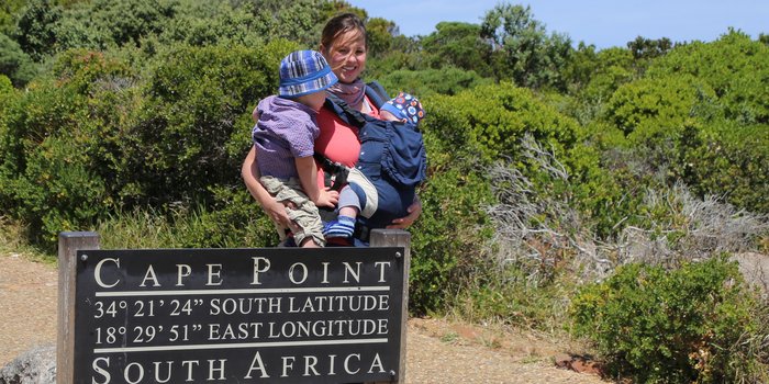 Garden Route mit Kindern - Reisebericht zu Südafrika Reisen mit Kindern - Nadja mit Kindern am Cape Point