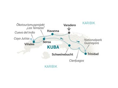 Kuba Familienreise - Kuba for family - Reisekarte 2022