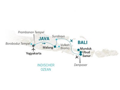 Java Bali Familienreise - Java-Bali Family & Teens - Bali Reisekarte 2025
