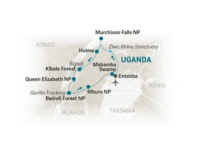 Uganda Familienreise - Reiseroute 2025/26