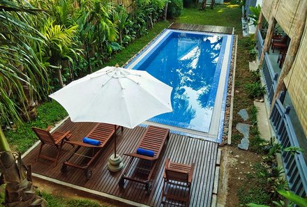 Laos & Vietnam Familienreise - Laos Reise mit Kindern - Luang Prabang My Dream Boutique Resort Poolliegen