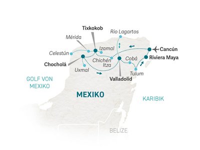 Mexiko Familienreise - Mexiko for family Deluxe - Reiseroute 2024