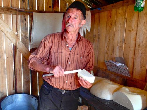 Rumänien Familienreise - Bauer erklärt Käseherstellung