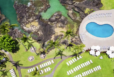Hawaii Inselhopping for family individuell - Familienreise Hawaii mit Kindern - Grand Naniloa Hotel - Hotelanlage von oben