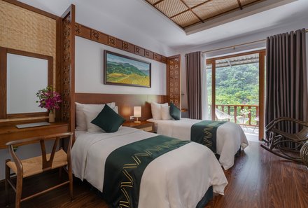 Laos & Vietnam Familienreise - Laos Reise mit Kindern - Mai Chau Mountain View Resort - Betten