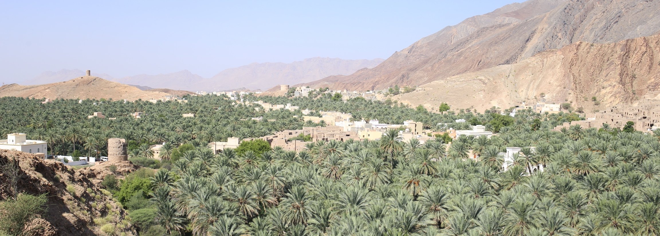 Oman mit Kindern individuell - Oman for family individuell Familienabenteuer Wüste & Berge - Blick auf Oasen im Oman