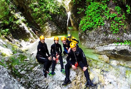 Slowenien Familienreise - Slowenien for family - Familie bei Canyoning