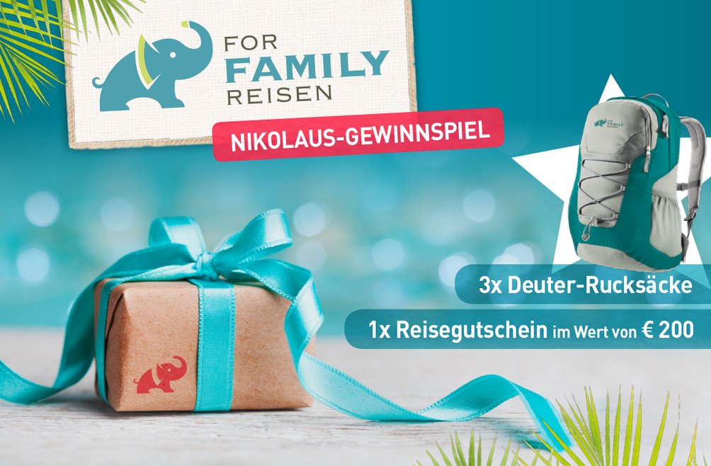 Das Nikolaus Gewinnspiel - Reisegutschein & Rucksack von For Family Reisen zu gewinnen - Deuter-Rucksack