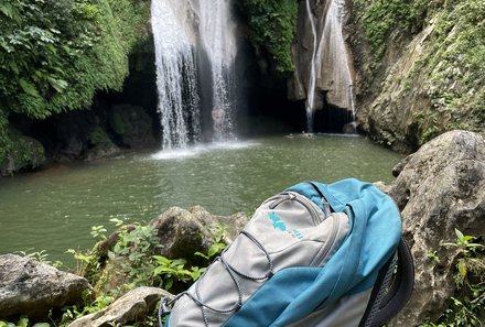 Familienreise Kuba - Kuba for family - Topes de Collantes - Wasserfall - FFR Rucksack