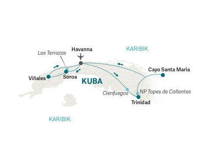 Kuba Familienreise - Kuba for family individuell - Reisekarte 2023