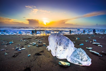 Island Familienreise - Island for family - Gletscherlagune Jökulsárlón - Vulkanstrand Diamond Beach