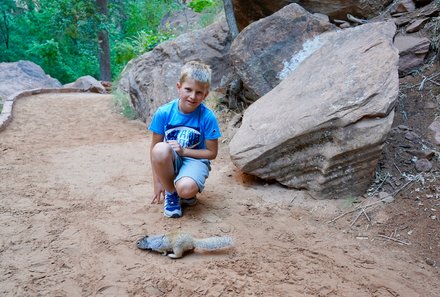 USA Südwesten mit Kindern - USA Westküste for family individuell - Abenteuer im Wilden Westen - Zion Nationalpark Eichhörnchen