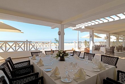 Marokko for family - Marokko Familienreise mit Kindern - Atlas Essaouira Riad Resort - Restaurant mit Meerblick