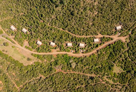 Garden Route Familienreise - Addo Nationalpark - AfriCamps Bungalows von oben