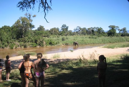 Familienurlaub Südafrika - Südafrika for family - Menschen beobachten Elefanten