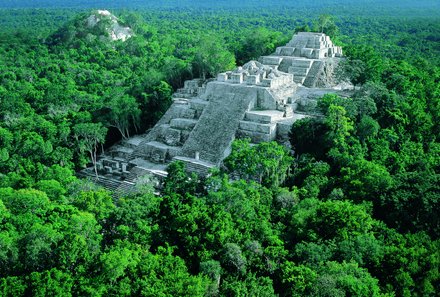 Mexiko Familienreise - Calakmul - Blick auf Mayastätte und Regenwald