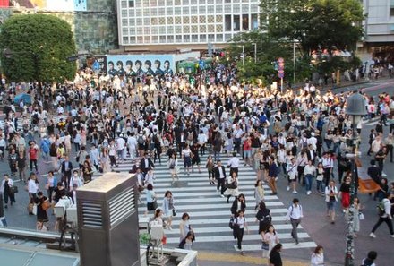 Japan for family - Tokyo - Shibuya Kreuzung mit Menschenmenge