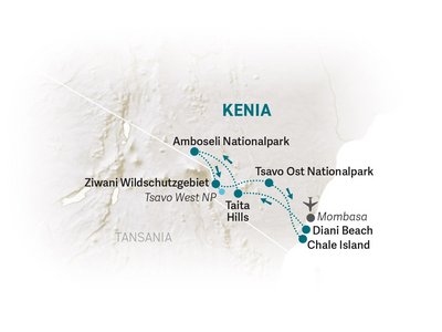 Kenia Familienreise - Kenia for family - Reisekarte 2024