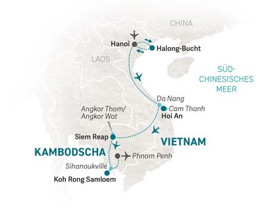 Vietnam & Kambodscha Rundreise mit Kindern - Reiseroute 2024