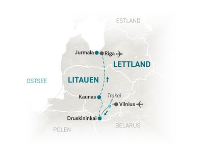 Baltikum Familienreise - Baltikum for family - Reisekarte 2025