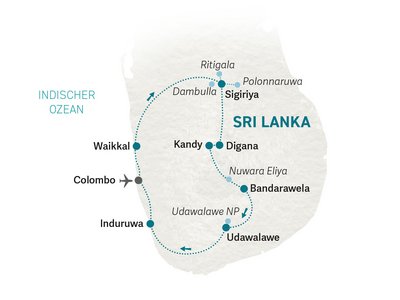 Sri Lanka Familienreise - Sri Lanka for family - Reisekarte 2022