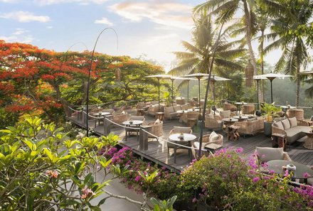 Bali for family deluxe - Familienreise Bali mit Kindern - Maya Ubud Resort - Open Air Bar