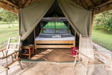 Uganda Familienreise - Uganda Family & Teens - Fort Murchison Lodge - Zelt mit Doppelbett