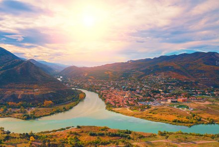 Georgien Familienreise - Georgien individuell - Mzcheta Sonnenuntergang