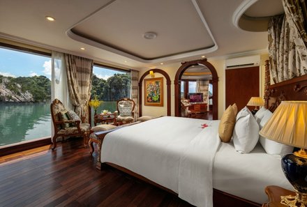 Vietnam & Kambodscha Familienreise - Vietnam-Kambodscha Family & Teens - Emperor Cruise Halong - Zimmer mit Aussicht auf Halong Bucht