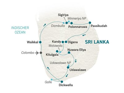 Sri Lanka Summer Teens - Reiseroute 2025/26