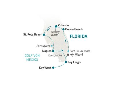 Florida Familienreise - Florida for family individuell - Reisekarte 2024