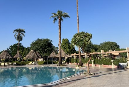 Familienreise Ägypten - Ägypten for family - Maritim Jolie Ville Kings Island Luxor - Pool mit Palmen