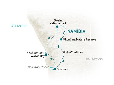 Namibia Familienreise - Namibia individuell zum Bestpreis - Reiseroute 2026