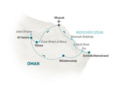 Oman Familienreise - Oman for family - Reiseroute 2025