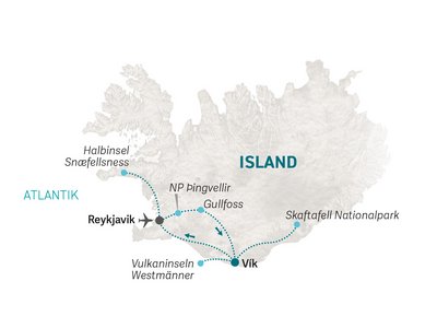 Island Familienreise - Island for family - Reisekarte 2024